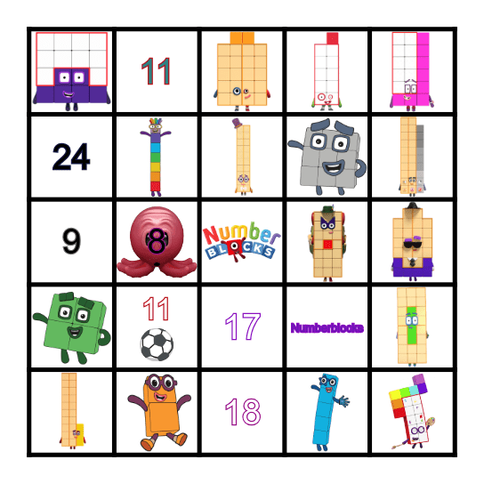 Numberblocks Bingo Card