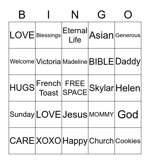 FAMILY TIME!! Bingo Card