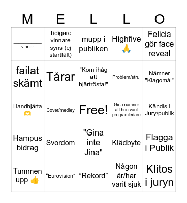 Mello bingo 2026 Bingo Card