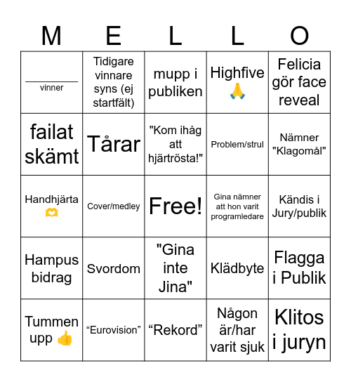 Mello bingo 2026 Bingo Card