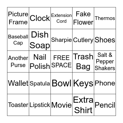 What's In My Purse?  Bingo Card