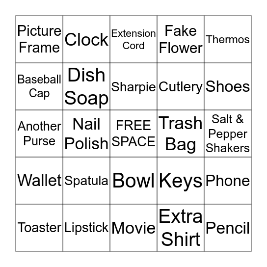 What's In My Purse?  Bingo Card