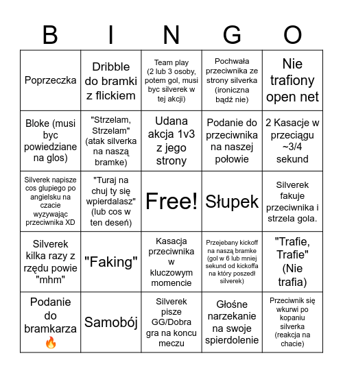 Silverek Bingo Card