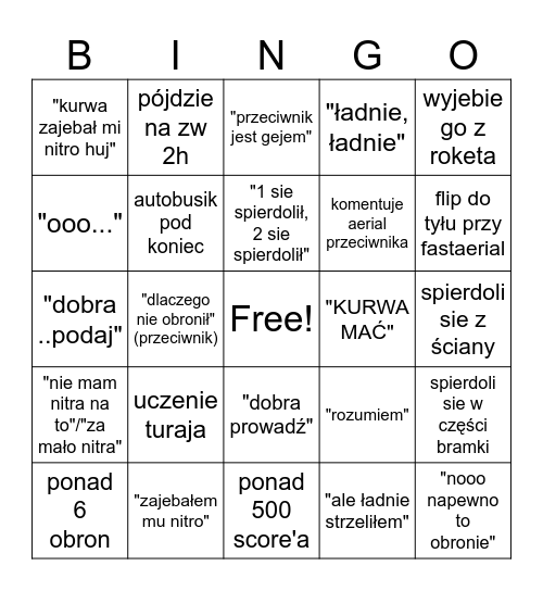 ziomek Bingo Card