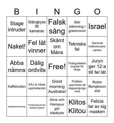 Mellofinal Bingo Card
