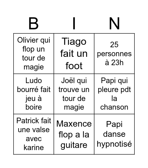 bingo familial 1 Bingo Card