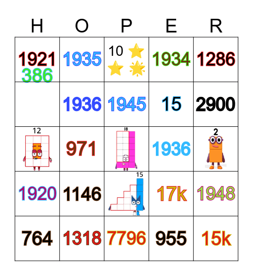 Number blocks Bingo Card