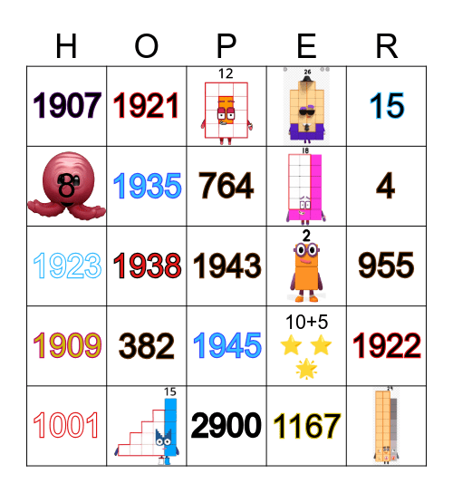 Number blocks Bingo Card