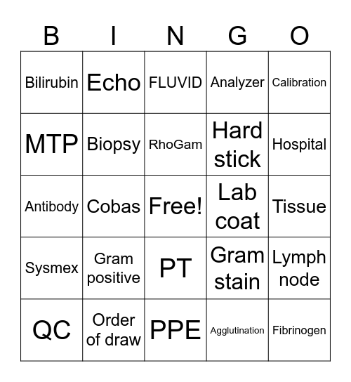 Lab week Bingo Card