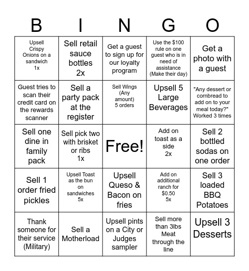 City BBQ March - Tally Mark under box! Bingo Card