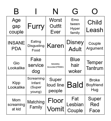 EPCOT BINGO Card