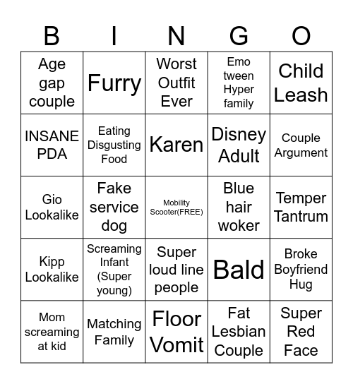 EPCOT BINGO Card