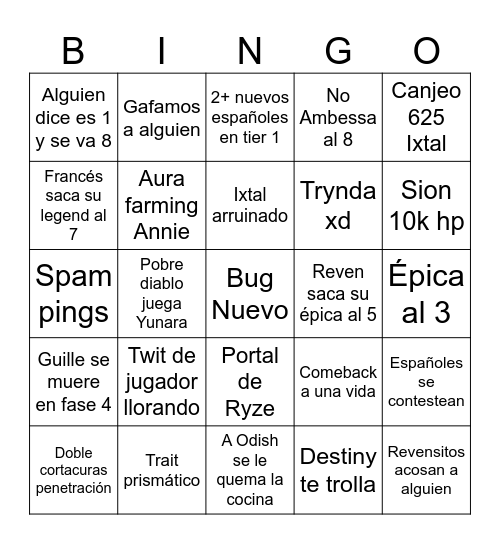 Europeo Bingo Card