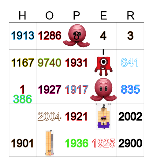 Number blocks Bingo Card