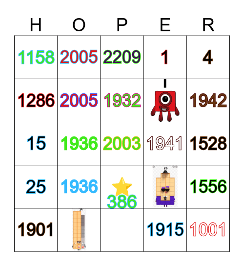 Number blocks Bingo Card