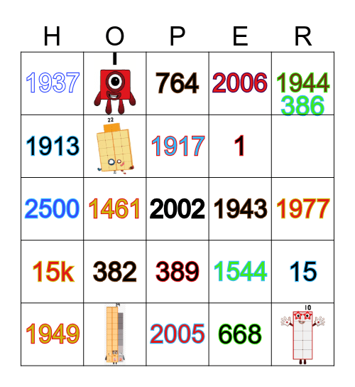 Number blocks Bingo Card