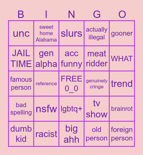 insta coments... Bingo Card