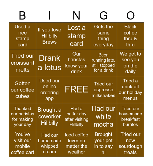 HILLBILLY BINGO Card