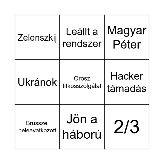 Választás Bingo Card