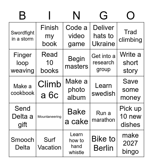 2026 Bingo Card