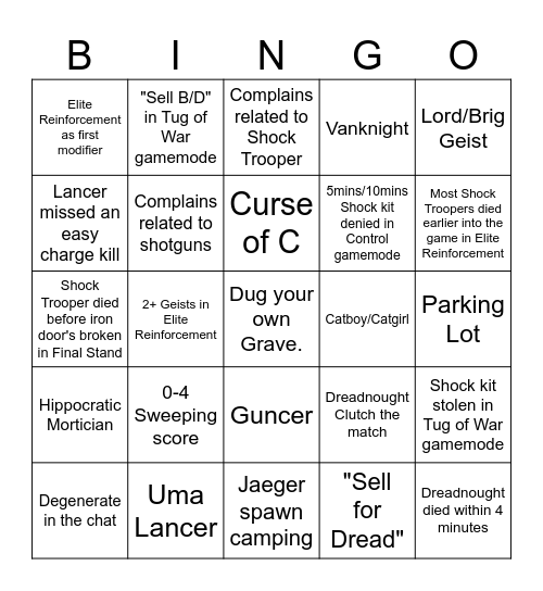 Grave/Digger bingo Card