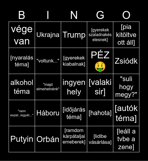 Família funkció Bingo Card