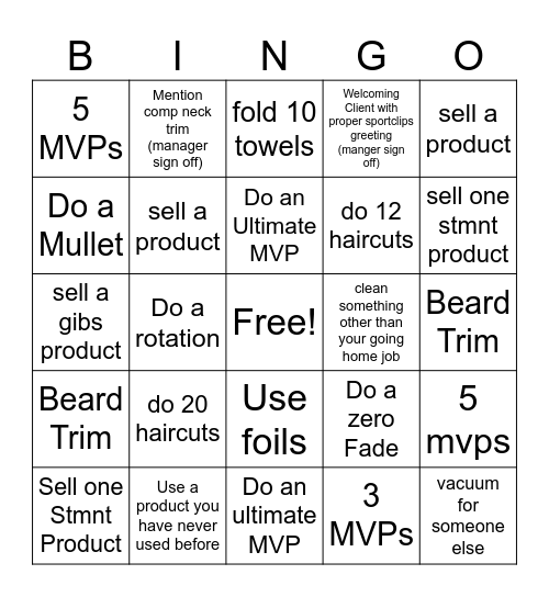 Saturday Bingo Card