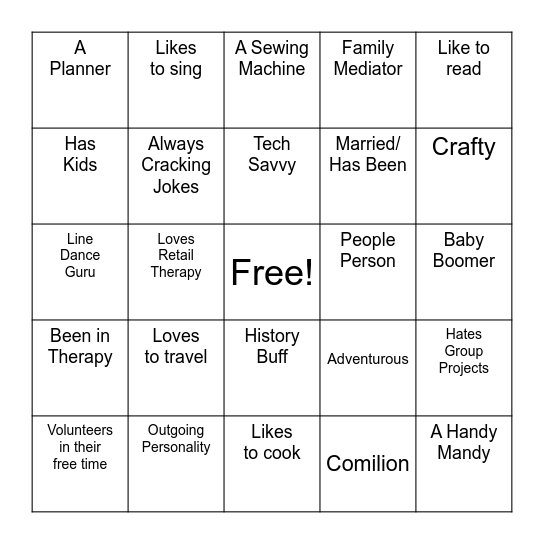 Find Someone WHO... Bingo Card