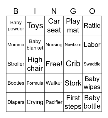 Baby Shower Bingo Card