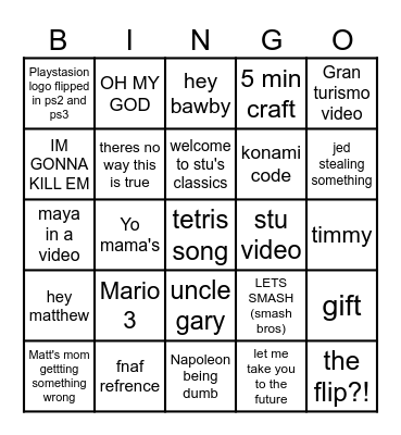 1980sgamer bingo Card