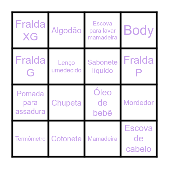 Bingo da Luiza Bingo Card