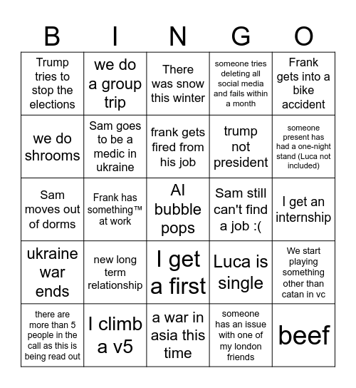 2026 bingo Card