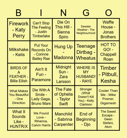 Music Bingo [3] Bingo Card