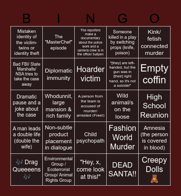 🗡️Crime Bingo💀 Bingo Card