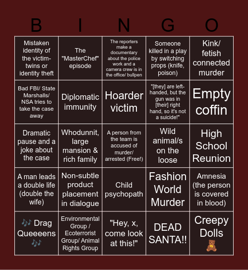 🗡️Crime Bingo💀 Bingo Card
