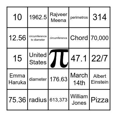 PI-DAY BINGO Card