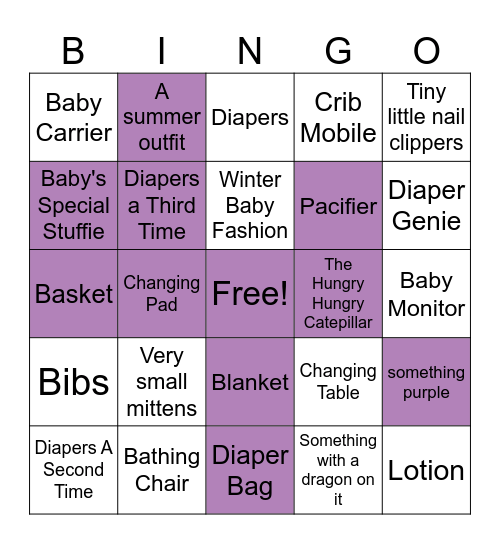Baby Gift Bingo Card
