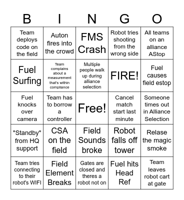 2026 FTA Bingo Card
