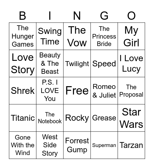MOVIE Bingo Card