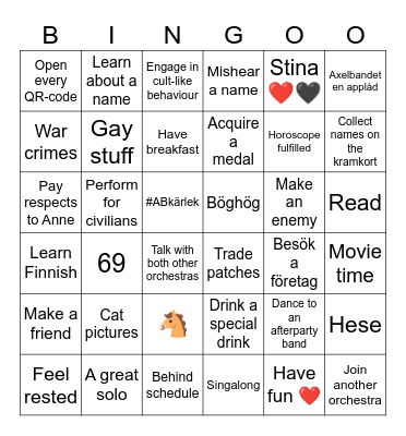 INK 2026 Bingo Card