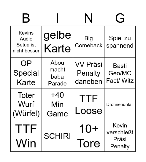 Kings League Tag 1 Bingo Card