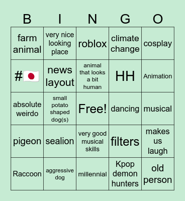 my instagram reels Bingo Card