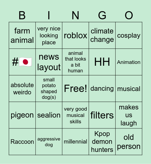 my instagram reels Bingo Card