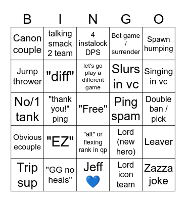 MARVEL RIVALS Bingo Card