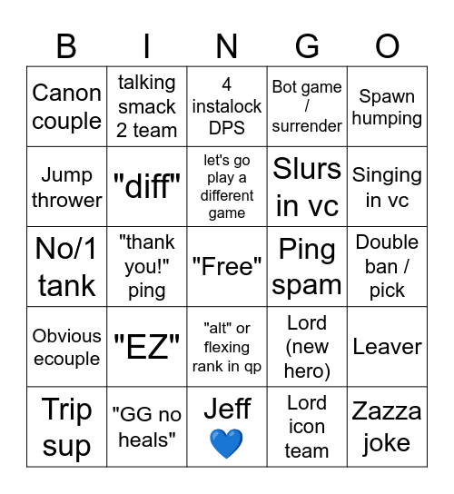 MARVEL RIVALS Bingo Card