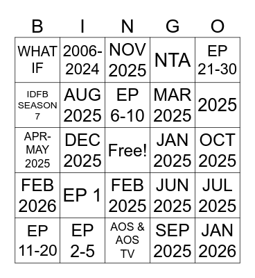IDFB Bingo Card