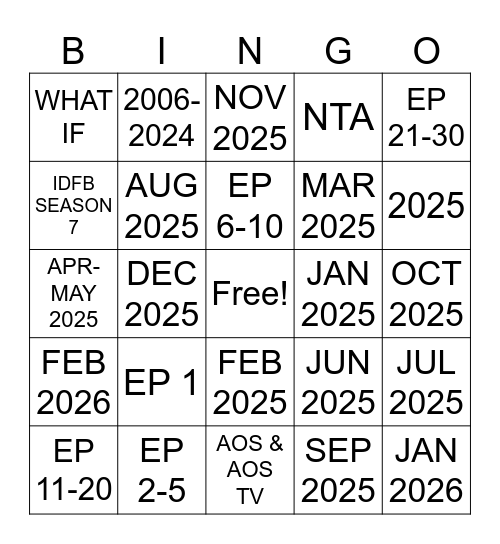 IDFB Bingo Card