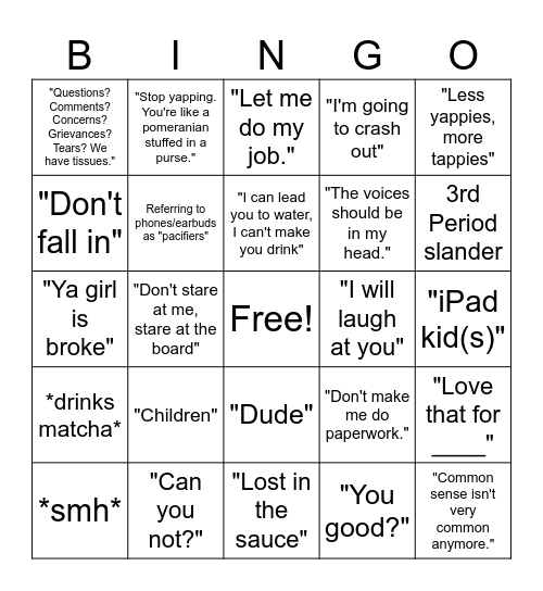 Mrs. Ta 2025-2026 Bingo Card