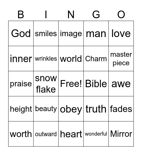 Beauty Bingo Card