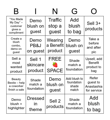 Benefit Juice Bar! Bingo Card